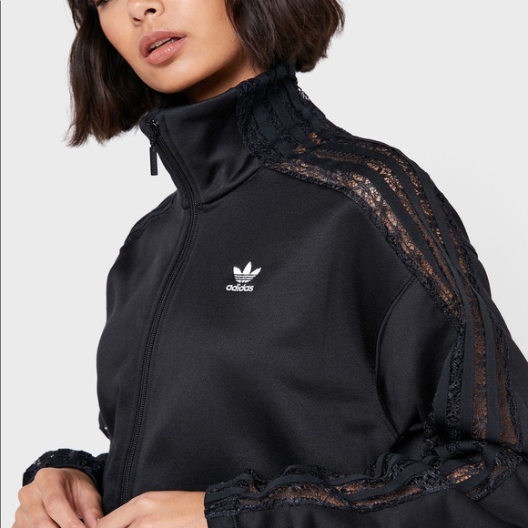 Adidas Womens Lace Trimmed Track Jacket - Picture 3 of 4